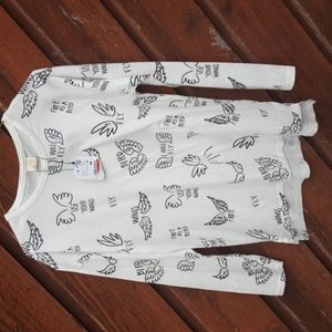 NWT Zara Girls White With Angel Wings Long Sleeve T-Shirt Size11/12